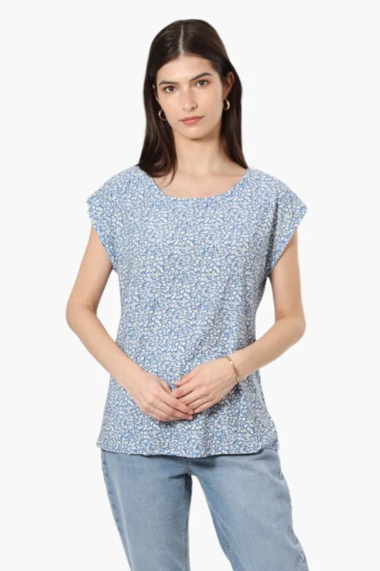 Impress Floral Cap Sleeve Blouse - Blue sold by Fairweather