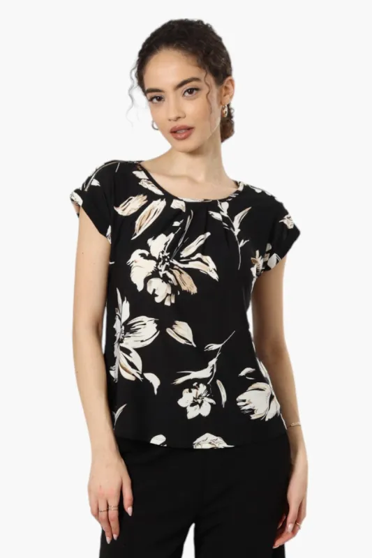 Beechers Brook Floral Zip Shoulder Blouse - Black sold by Fairweather