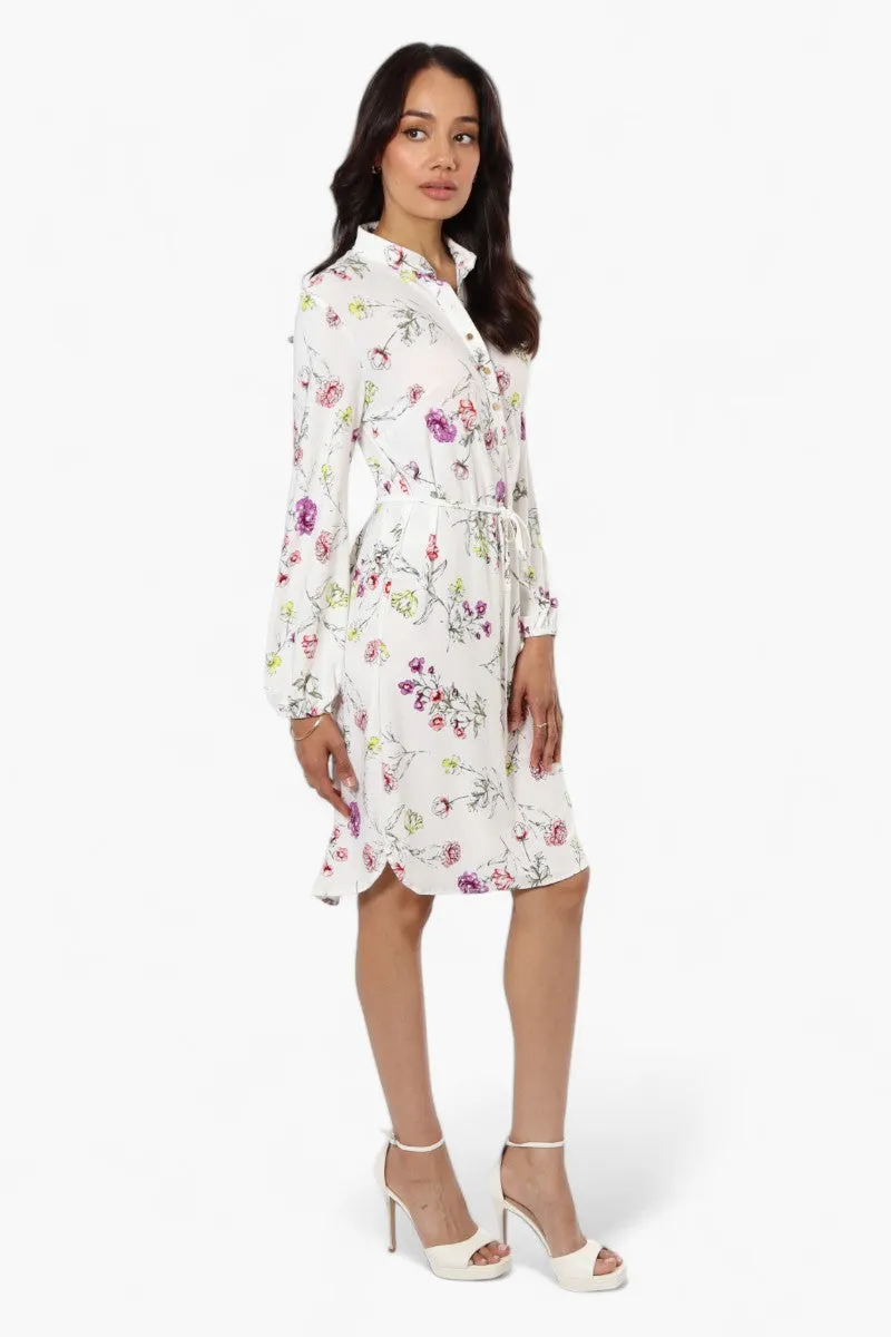 Beechers Brook Floral Long Sleeve Henley Day Dress - White sold by Fairweather product image thumbnail 2