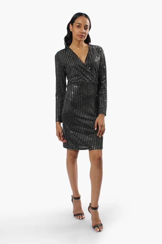 Limite Crossover Foil Cocktail Dress - Black sold by Fairweather