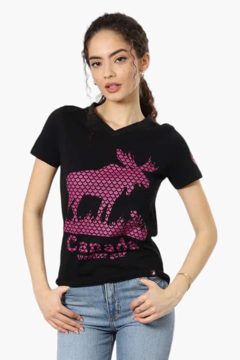 Canada Weather Gear Moose Print Tee - Black sold by Fairweather