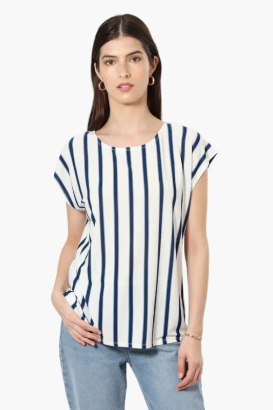 Impress Striped Cap Sleeve Blouse - Cream sold by Fairweather