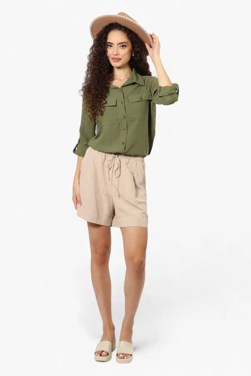 Urbanology Roll Up Sleeve Button Down Shirt - Olive sold by Fairweather product image thumbnail 2