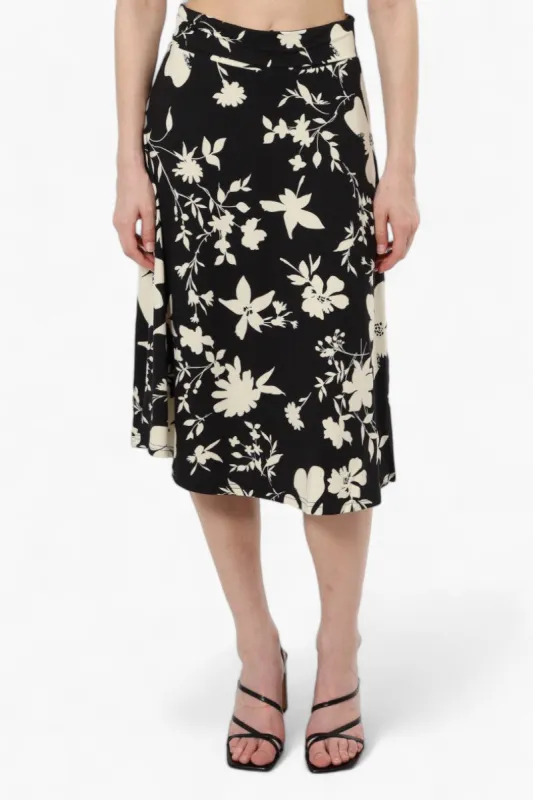 Majora Floral High Waisted Midi Skirt - Black sold by Fairweather
