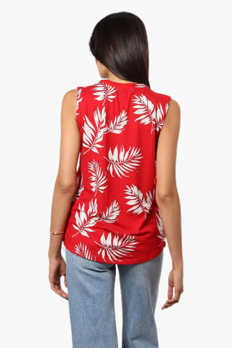 International INC Company Leaf Pattern Henley Tank Top - Red sold by Fairweather product image thumbnail 4