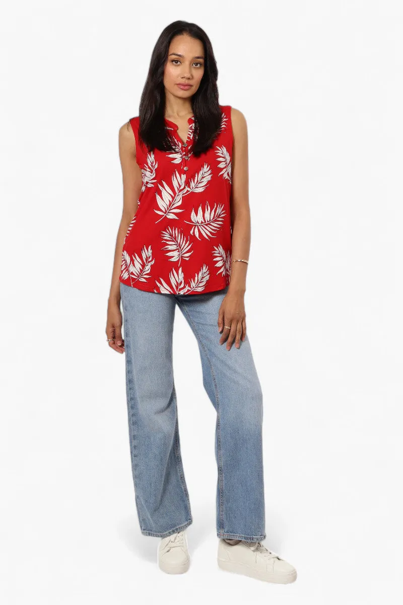 International INC Company Leaf Pattern Henley Tank Top - Red sold by Fairweather product image thumbnail 2