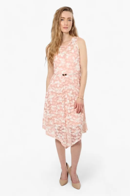 Limite Sleeveless Butterfly Pattern Day Dress - Pink sold by Fairweather