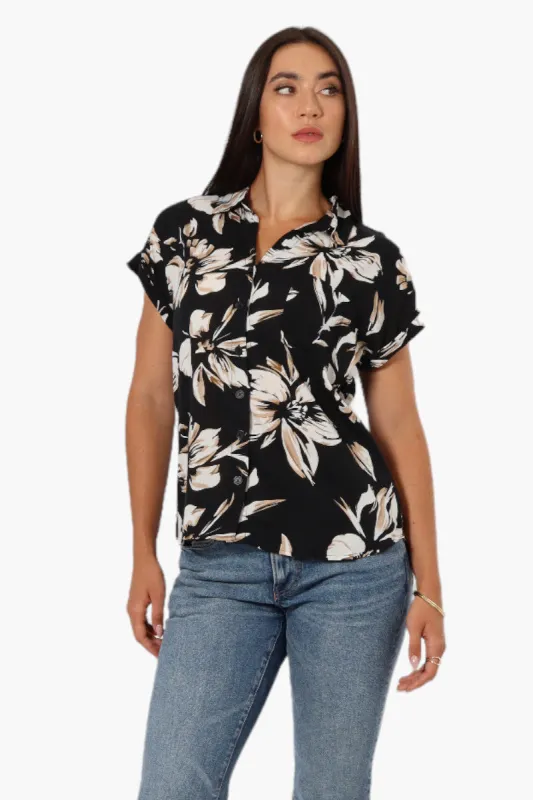 Majora Floral Button Up Shirt - Black sold by Fairweather
