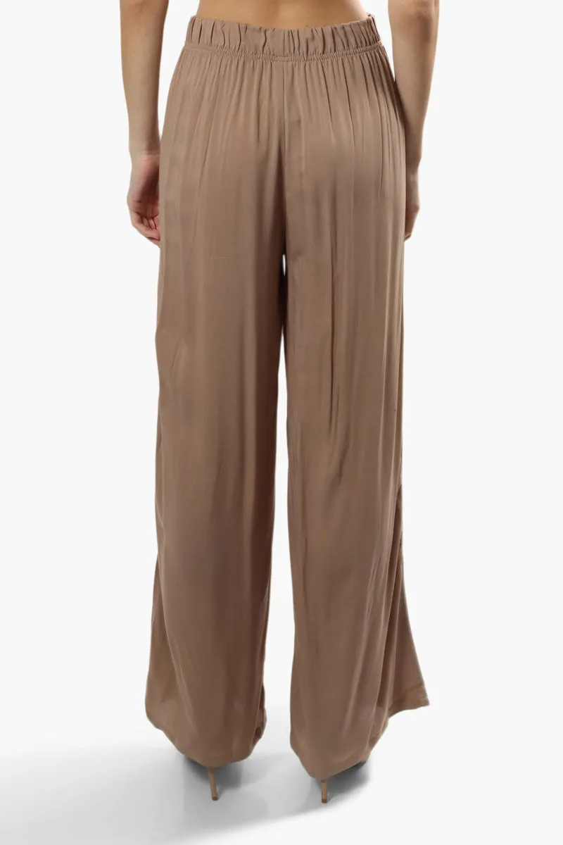 Solid Wide Leg Belted Palazzo Pants - Camel sold by Fairweather product image thumbnail 4