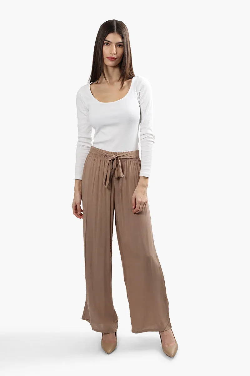 Solid Wide Leg Belted Palazzo Pants - Camel sold by Fairweather product image thumbnail 2