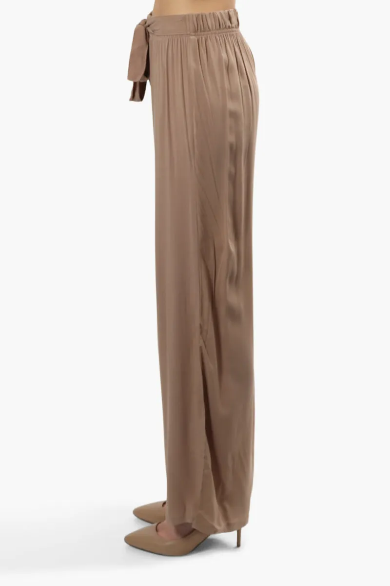 Solid Wide Leg Belted Palazzo Pants - Camel sold by Fairweather product image thumbnail 3