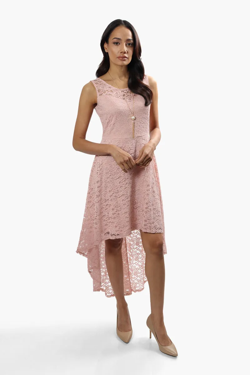 Limite High Low Necklace Lace Cocktail Dress - Pink sold by Fairweather product image thumbnail 2