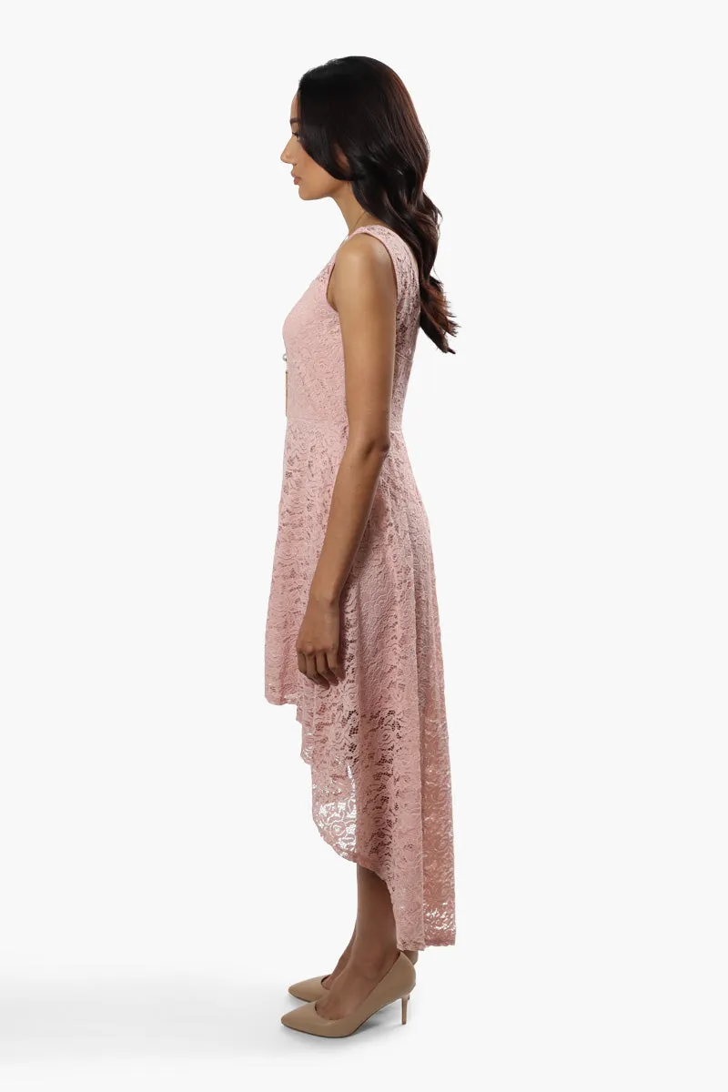 Limite High Low Necklace Lace Cocktail Dress - Pink sold by Fairweather product image thumbnail 3