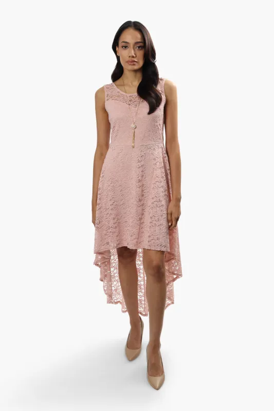 Limite High Low Necklace Lace Cocktail Dress - Pink sold by Fairweather