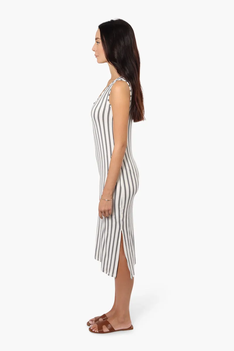 Majora Striped Henley Midi Dress - White sold by Fairweather product image thumbnail 3