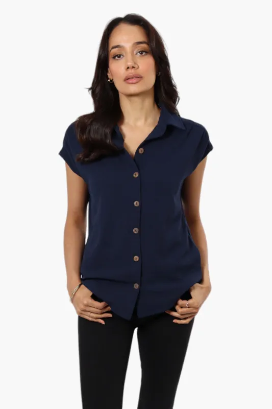 Impress Short Sleeve Button Down Shirt - Navy sold by Fairweather
