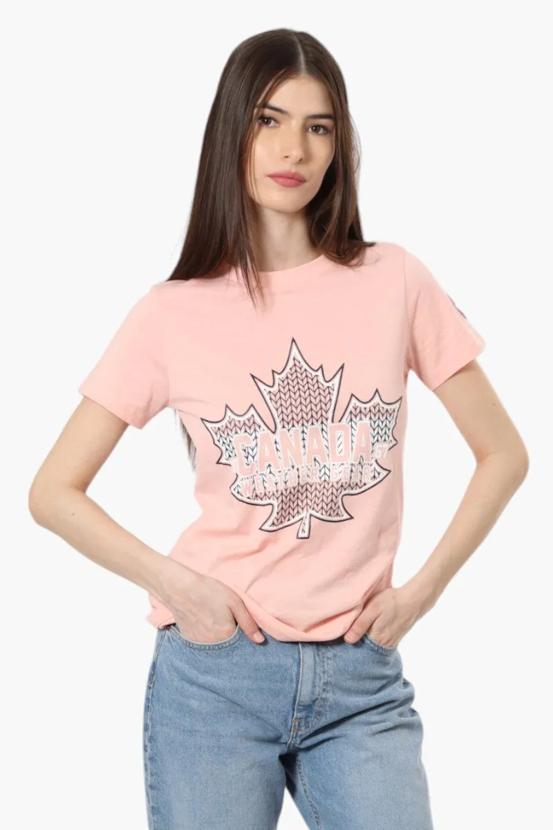Canada Weather Gear Maple Leaf Print Tee - Pink sold by Fairweather