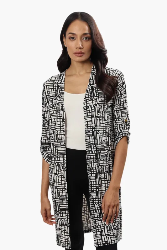 International INC Company Patterned Open Front Cardigan - Black sold by Fairweather