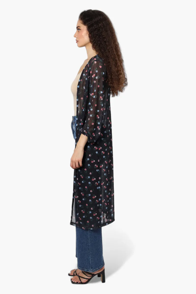 Limite Floral Sheer Duster Cardigan - Black sold by Fairweather product image thumbnail 3