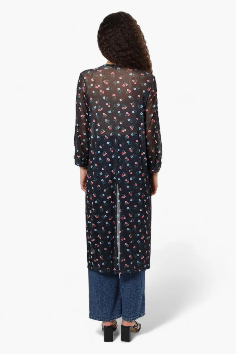 Limite Floral Sheer Duster Cardigan - Black sold by Fairweather product image thumbnail 4