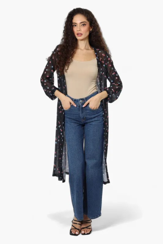 Limite Floral Sheer Duster Cardigan - Black sold by Fairweather