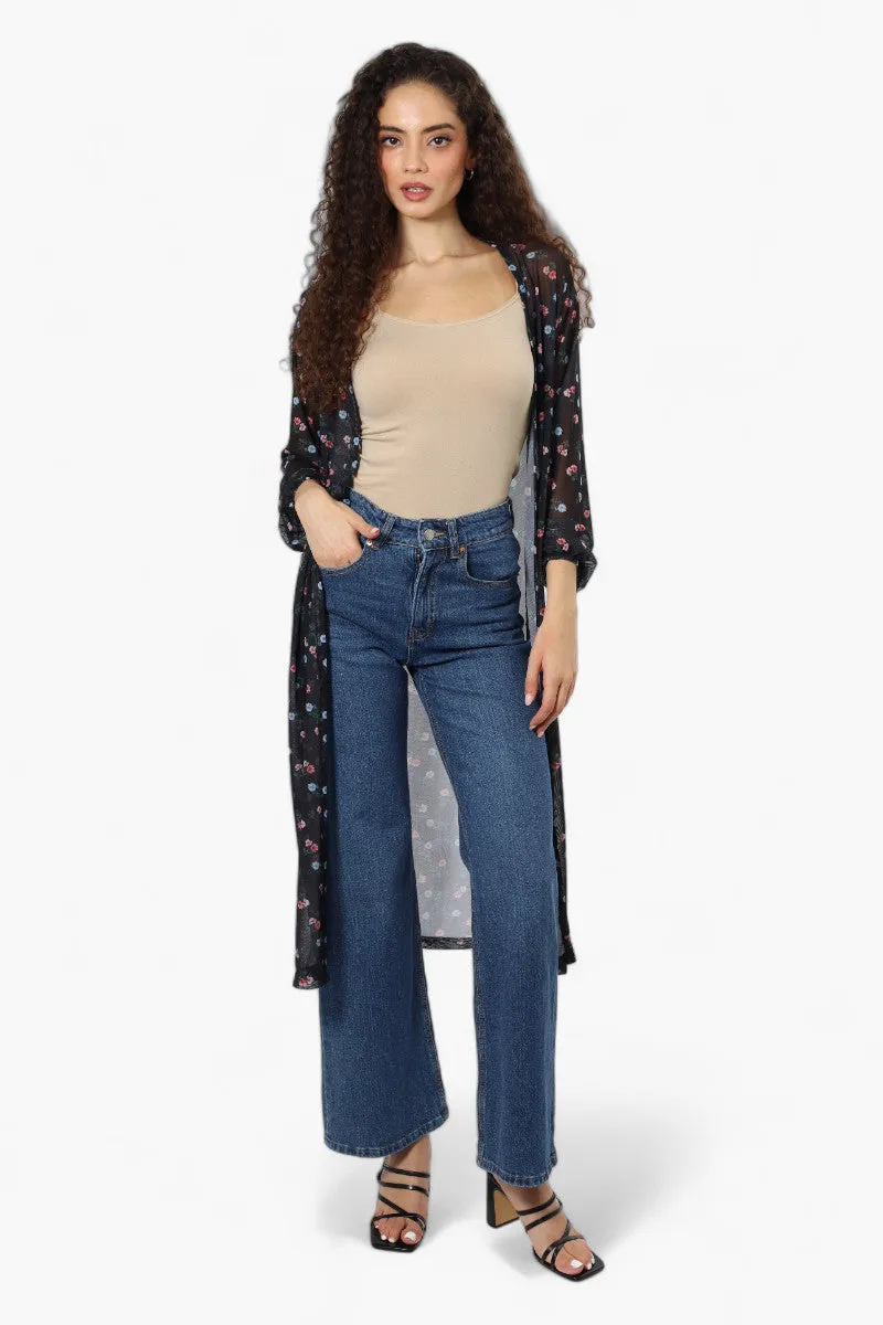 Limite Floral Sheer Duster Cardigan - Black sold by Fairweather product image thumbnail 2