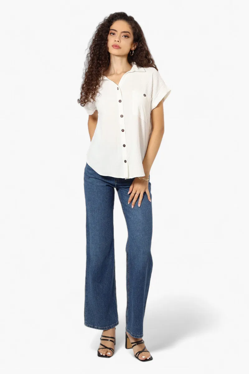 Urbanology Button Up Cap Sleeve Blouse - White sold by Fairweather product image thumbnail 2