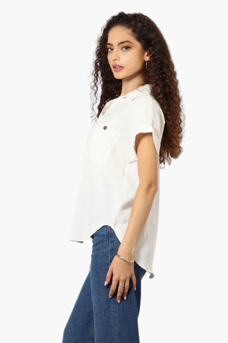 Urbanology Button Up Cap Sleeve Blouse - White sold by Fairweather product image thumbnail 3