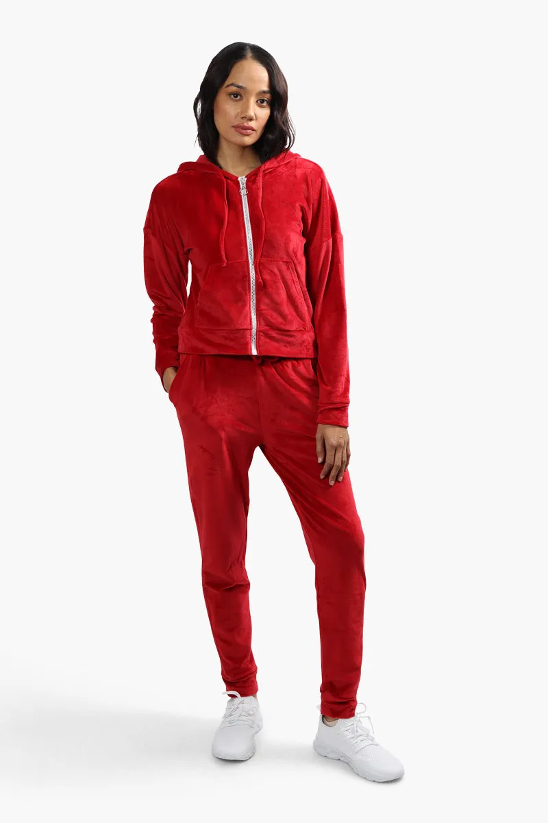 Mikk Velour Front Zip Hoodie - Red sold by Fairweather product image thumbnail 2