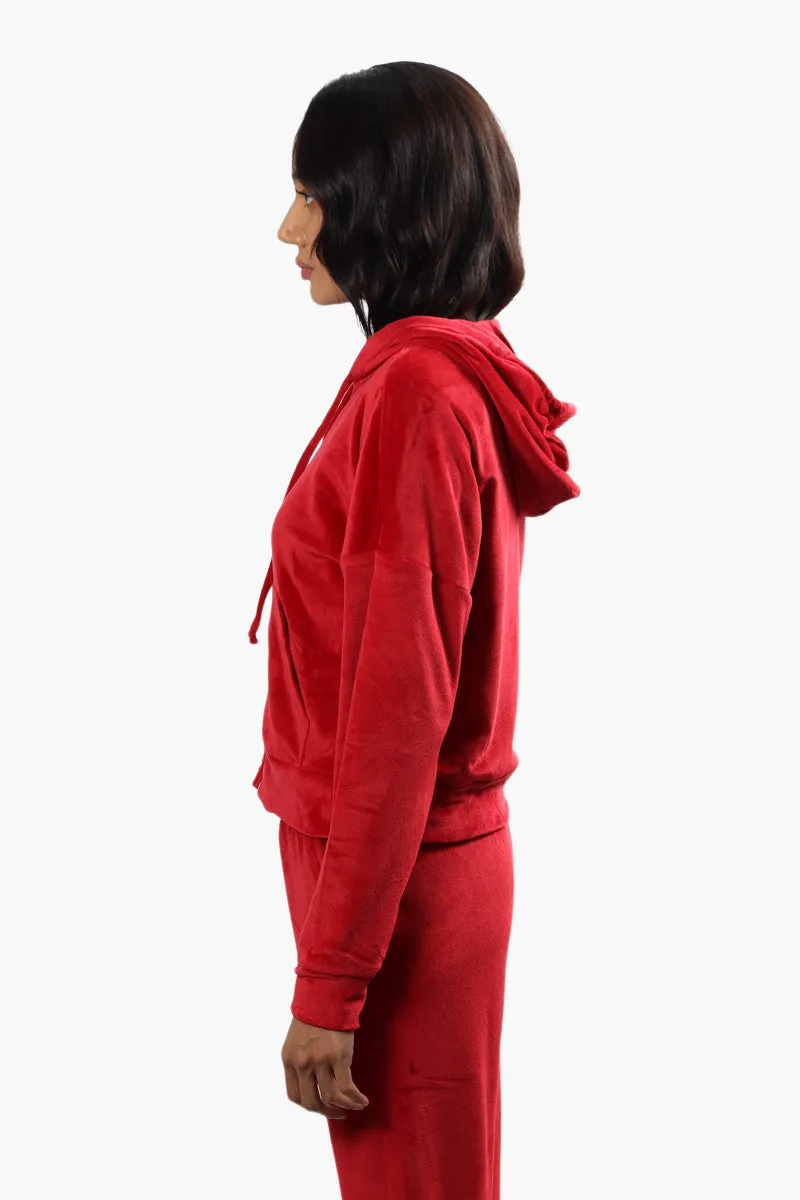 Mikk Velour Front Zip Hoodie - Red sold by Fairweather product image thumbnail 3