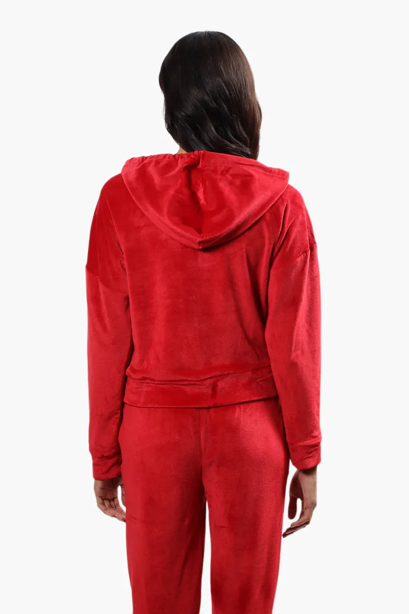 Mikk Velour Front Zip Hoodie - Red sold by Fairweather product image thumbnail 4
