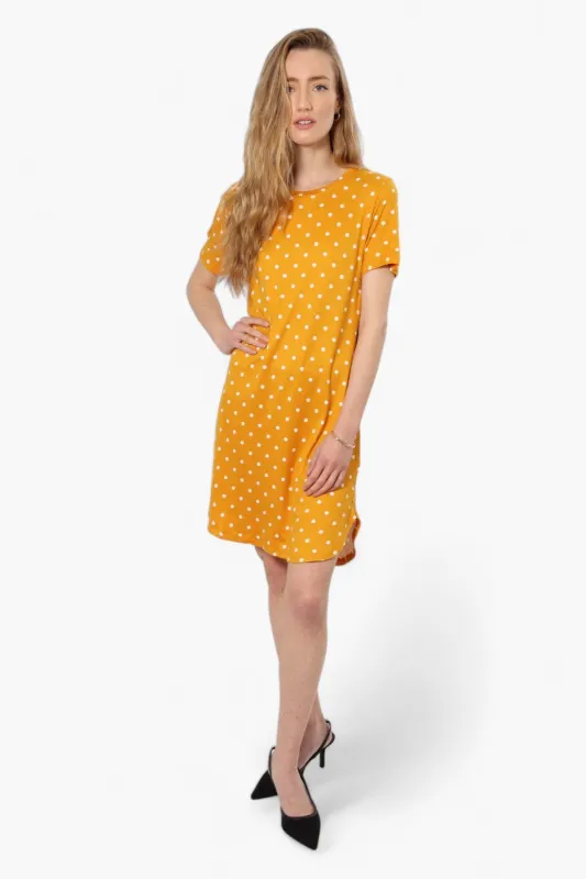 International INC Company Polka Dot Short Sleeve Day Dress - Yellow made by Fairweather