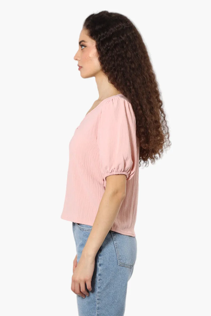 Magazine V-Neck Bell Sleeve Blouse - Pink sold by Fairweather product image thumbnail 3