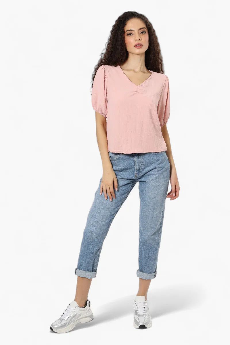 Magazine V-Neck Bell Sleeve Blouse - Pink sold by Fairweather product image thumbnail 2