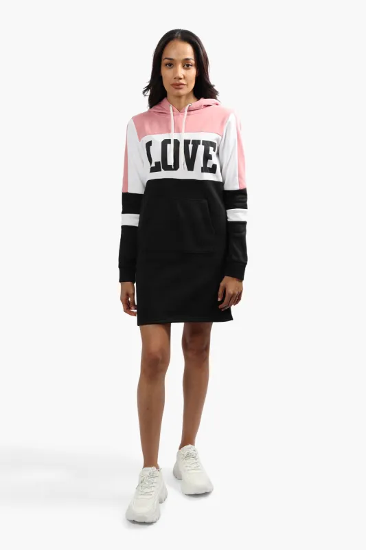 Fahrenheit Love Print Tunic Hoodie - Pink sold by Fairweather