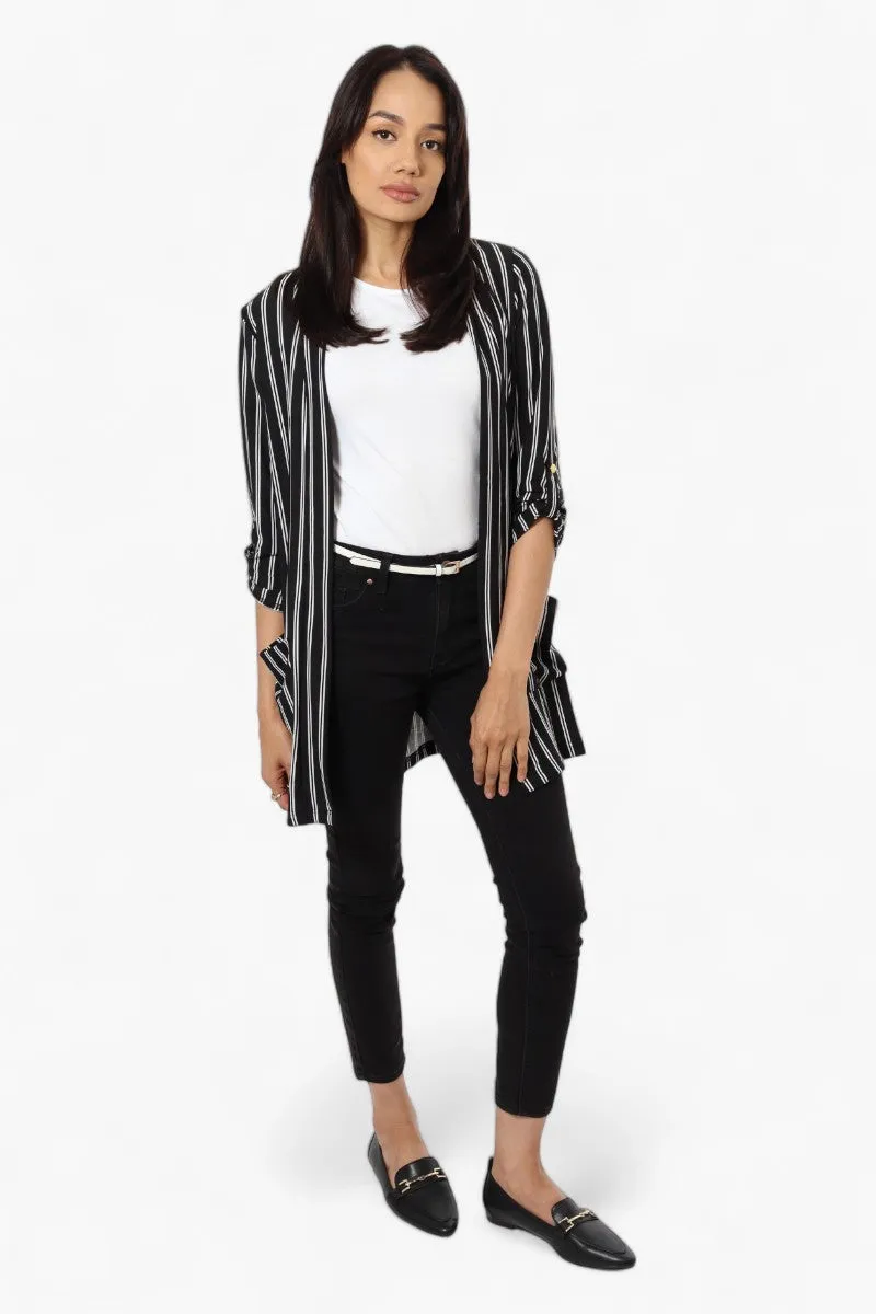 International INC Company Striped Roll Up Sleeve Cardigan - Black sold by Fairweather product image thumbnail 2