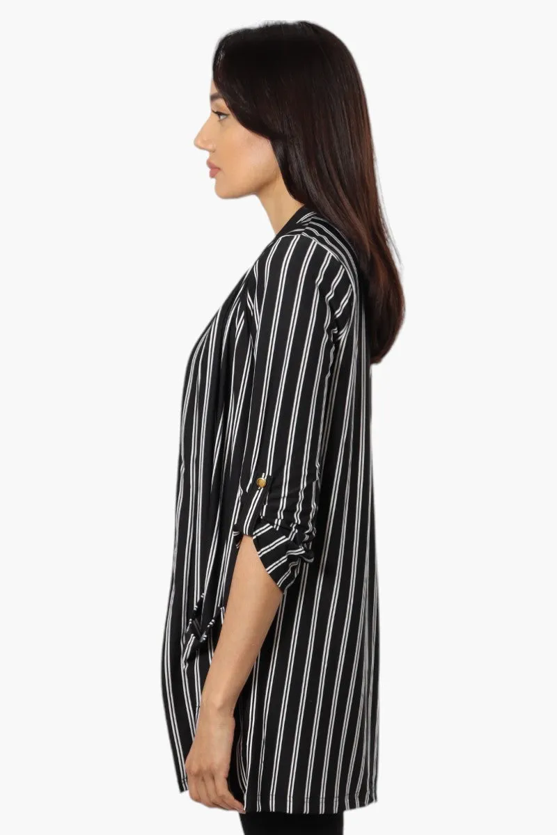 International INC Company Striped Roll Up Sleeve Cardigan - Black sold by Fairweather product image thumbnail 3