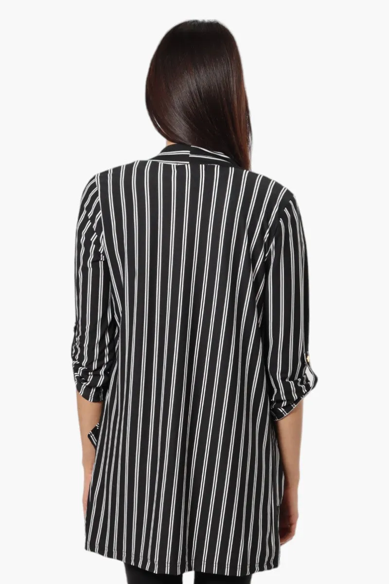 International INC Company Striped Roll Up Sleeve Cardigan - Black sold by Fairweather product image thumbnail 4