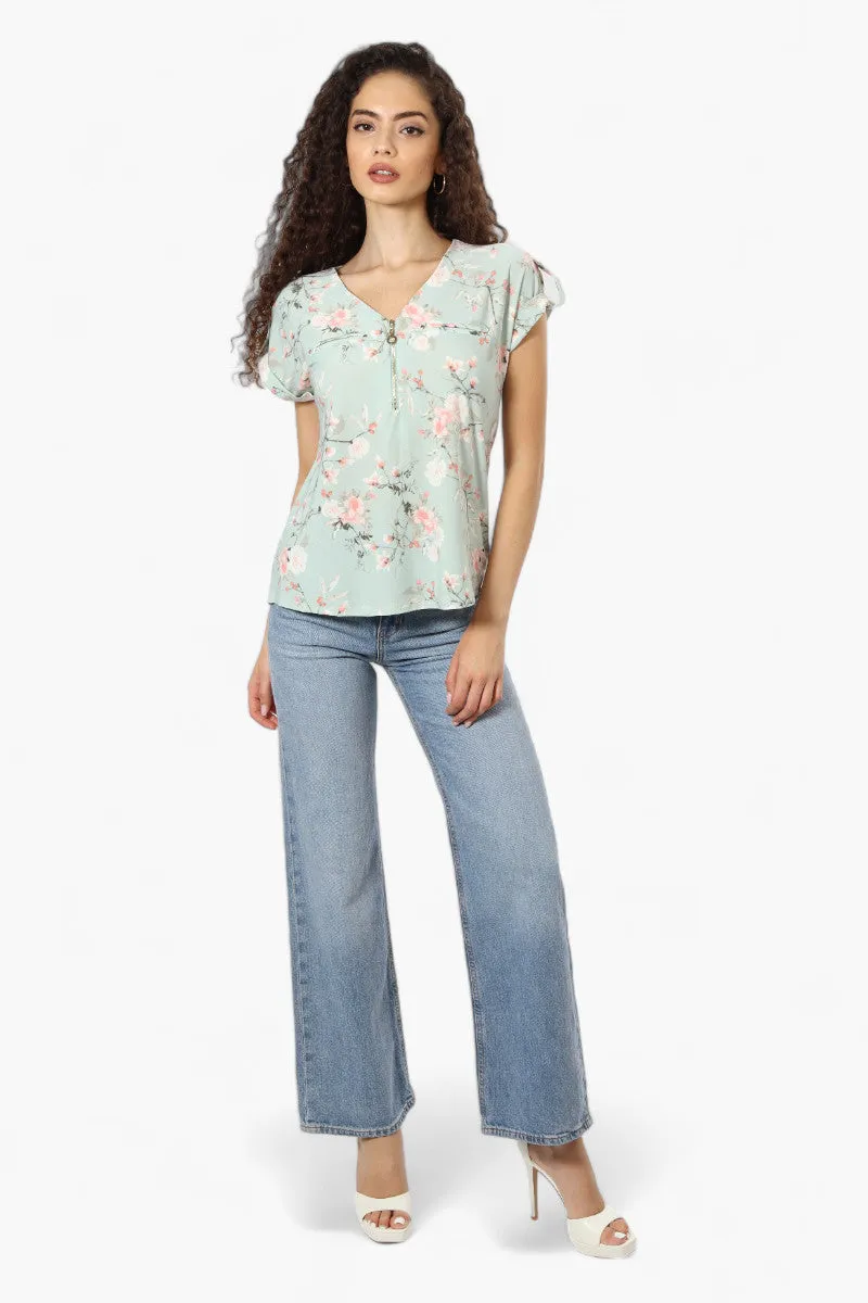 Beechers Brook Floral Half Zip Tee - Mint sold by Fairweather product image thumbnail 2