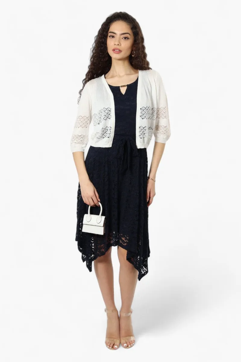 Impress 3/4 Sleeve Crochet Shrug Cardigan - White sold by Fairweather product image thumbnail 2