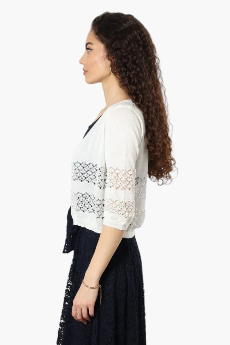 Impress 3/4 Sleeve Crochet Shrug Cardigan - White sold by Fairweather product image thumbnail 3