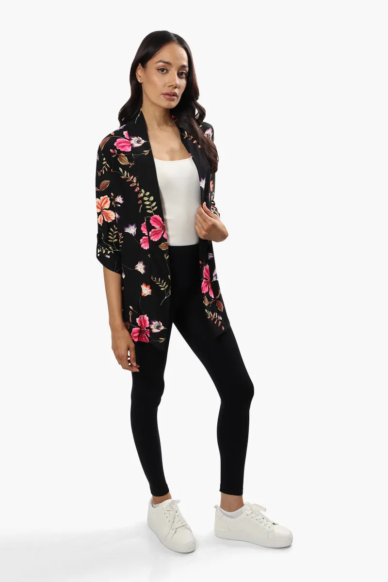 International INC Company Floral Roll Up Sleeve Cardigan - Black sold by Fairweather product image thumbnail 2
