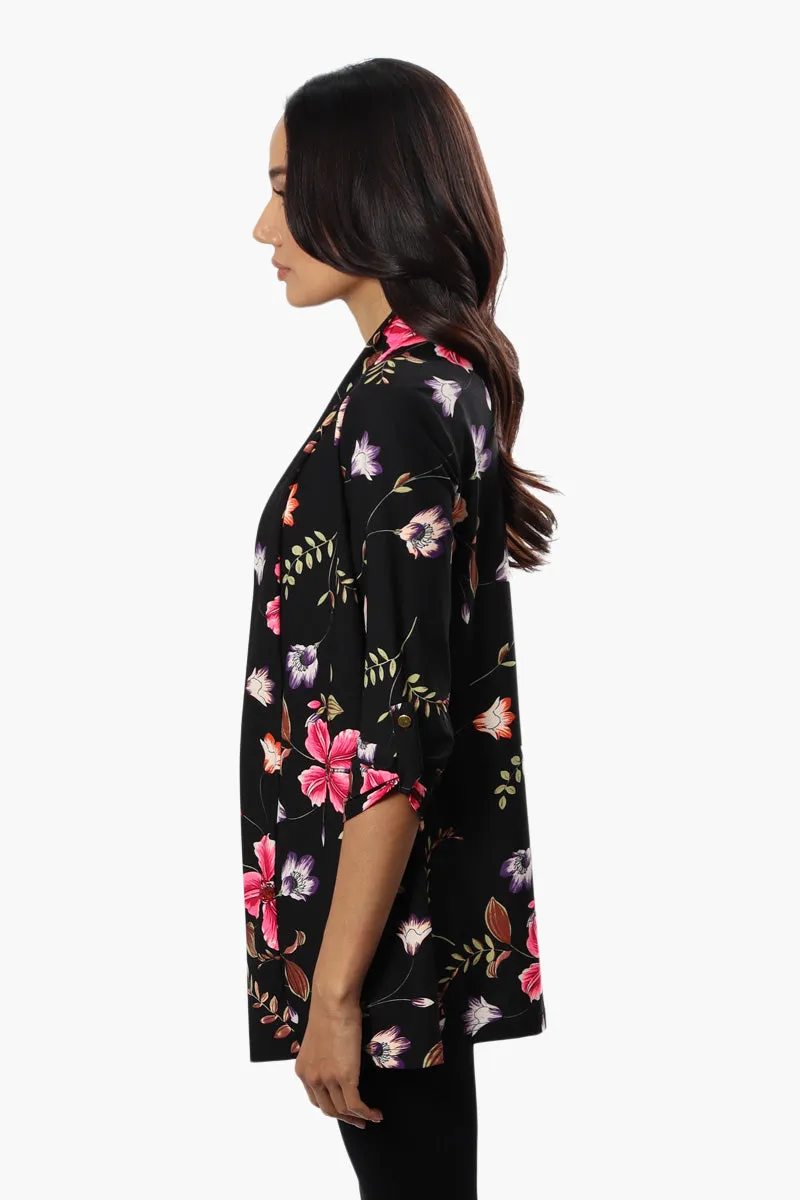 International INC Company Floral Roll Up Sleeve Cardigan - Black sold by Fairweather product image thumbnail 3