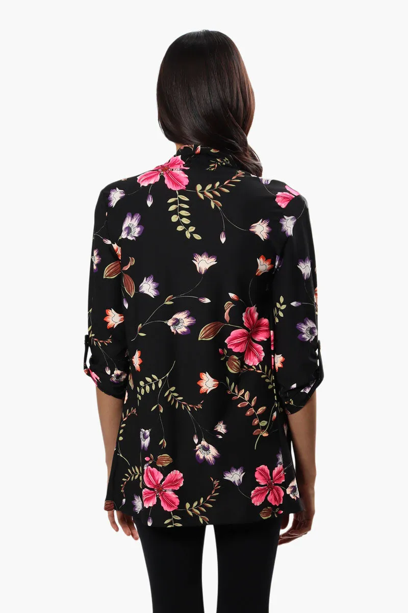 International INC Company Floral Roll Up Sleeve Cardigan - Black sold by Fairweather product image thumbnail 4