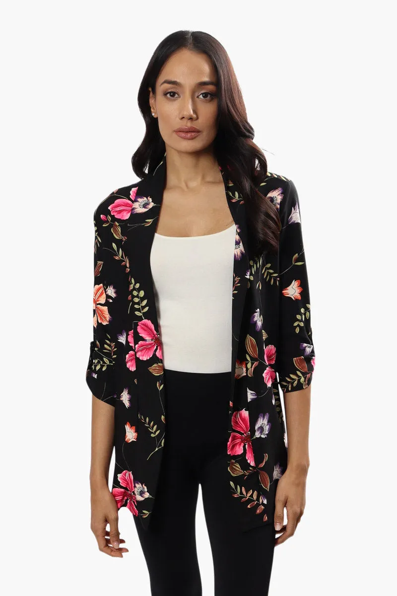 International INC Company Floral Roll Up Sleeve Cardigan - Black sold by Fairweather