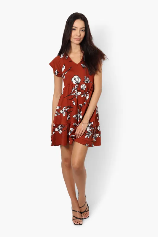 International INC Company Tiered Floral Day Dress - Rust sold by Fairweather