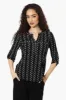 Beechers Brook Striped Roll Up Sleeve Henley Shirt - Black sold by Fairweather