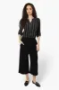 Beechers Brook Striped Roll Up Sleeve Henley Shirt - Black sold by Fairweather