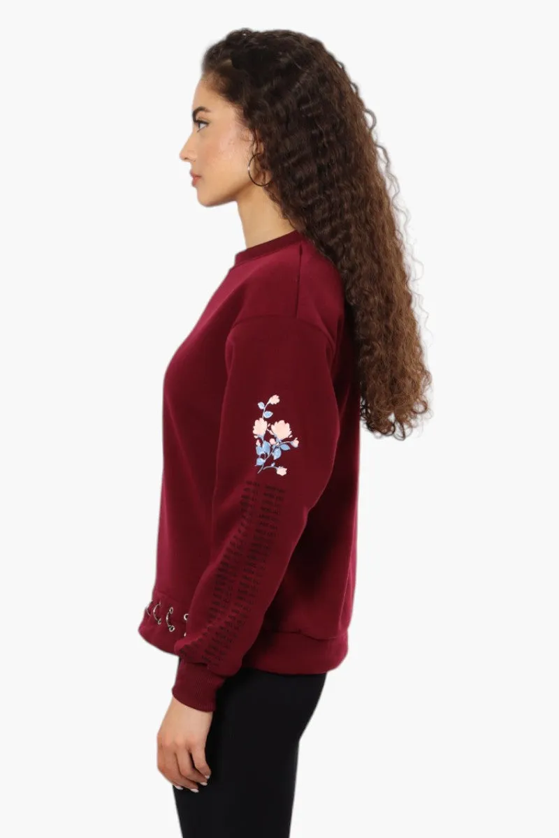 Lili Sport Crewneck Sleeve Detail Sweatshirt - Burgundy sold by Fairweather product image thumbnail 3