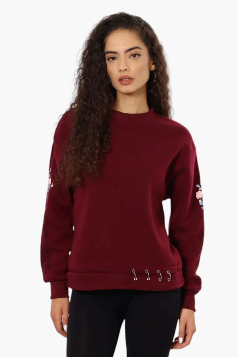 Lili Sport Crewneck Sleeve Detail Sweatshirt - Burgundy sold by Fairweather
